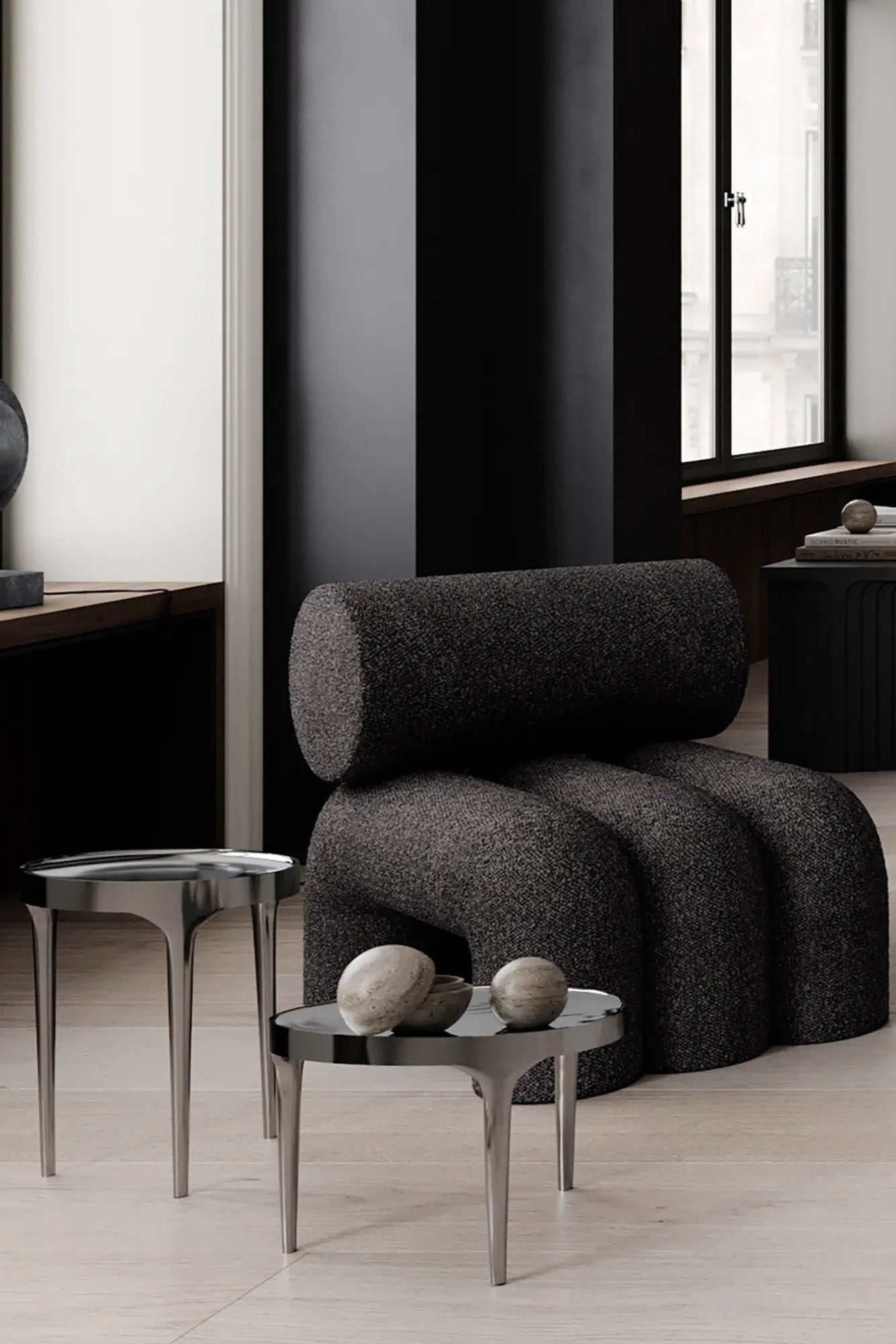 Foku Lounge Chair in a contemporary art gallery with unique decor