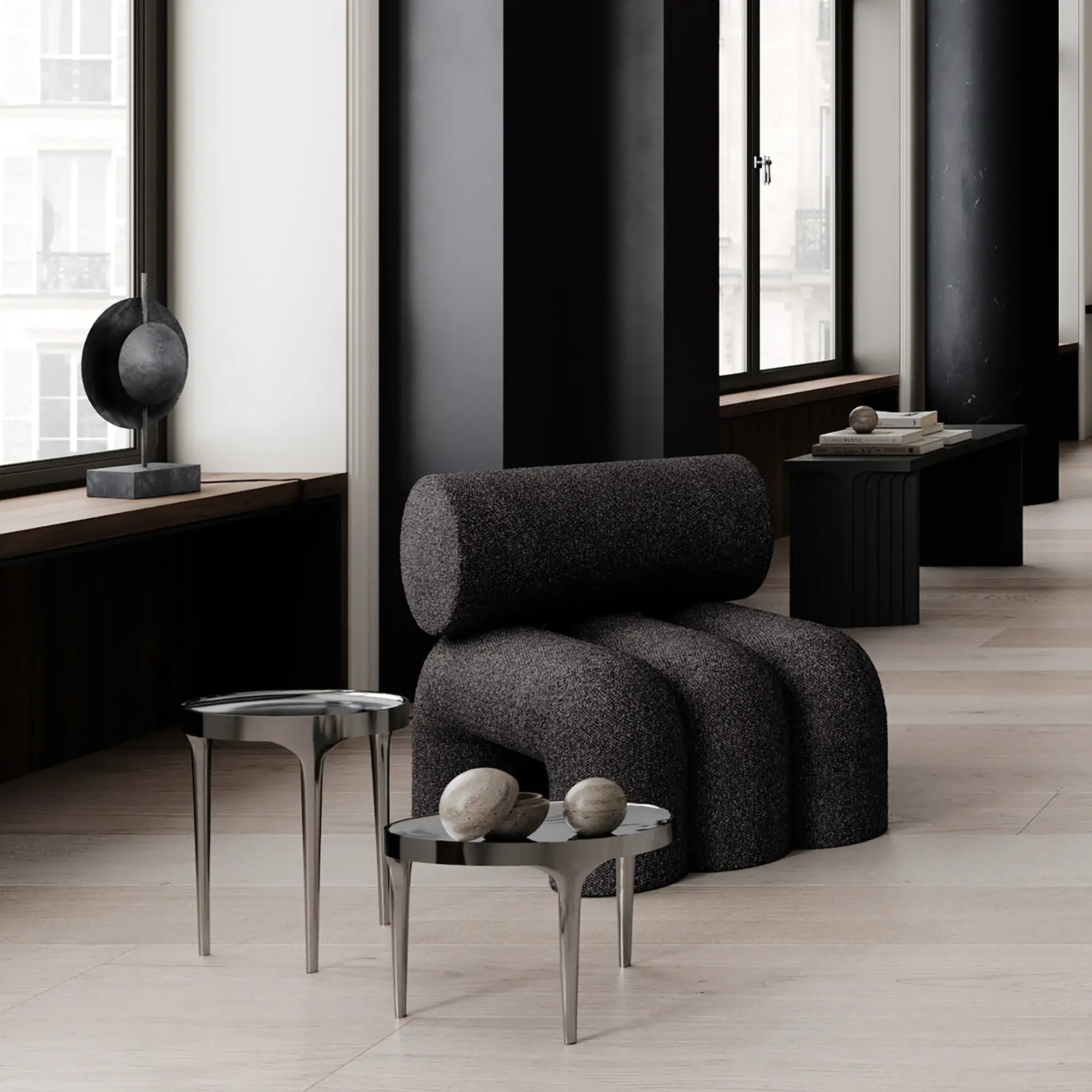 Foku Lounge Chair in a contemporary art gallery with unique decor