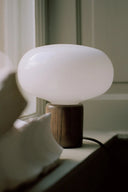  Close-up of minimalist Karl-Johan table lamp shade in dark gray 