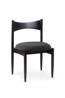 Black chair with a gray cushion on a white background