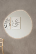 Pebble Mirror with Lights adding a touch of sophistication to hallway decor