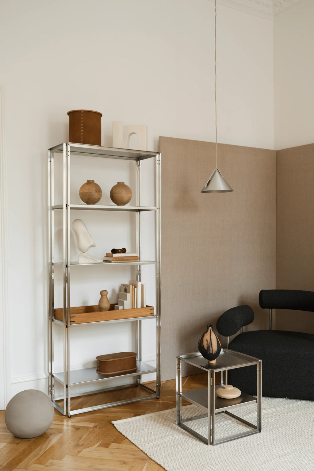 Kristina Dam Wooden Sphere, a large, smooth solid wood sphere crafted from natural light wood, featuring a clean, minimalist design and an organic round shape.