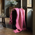 Chunky Mohair Blanket in soft, luxurious cream color, perfect for cozy nights