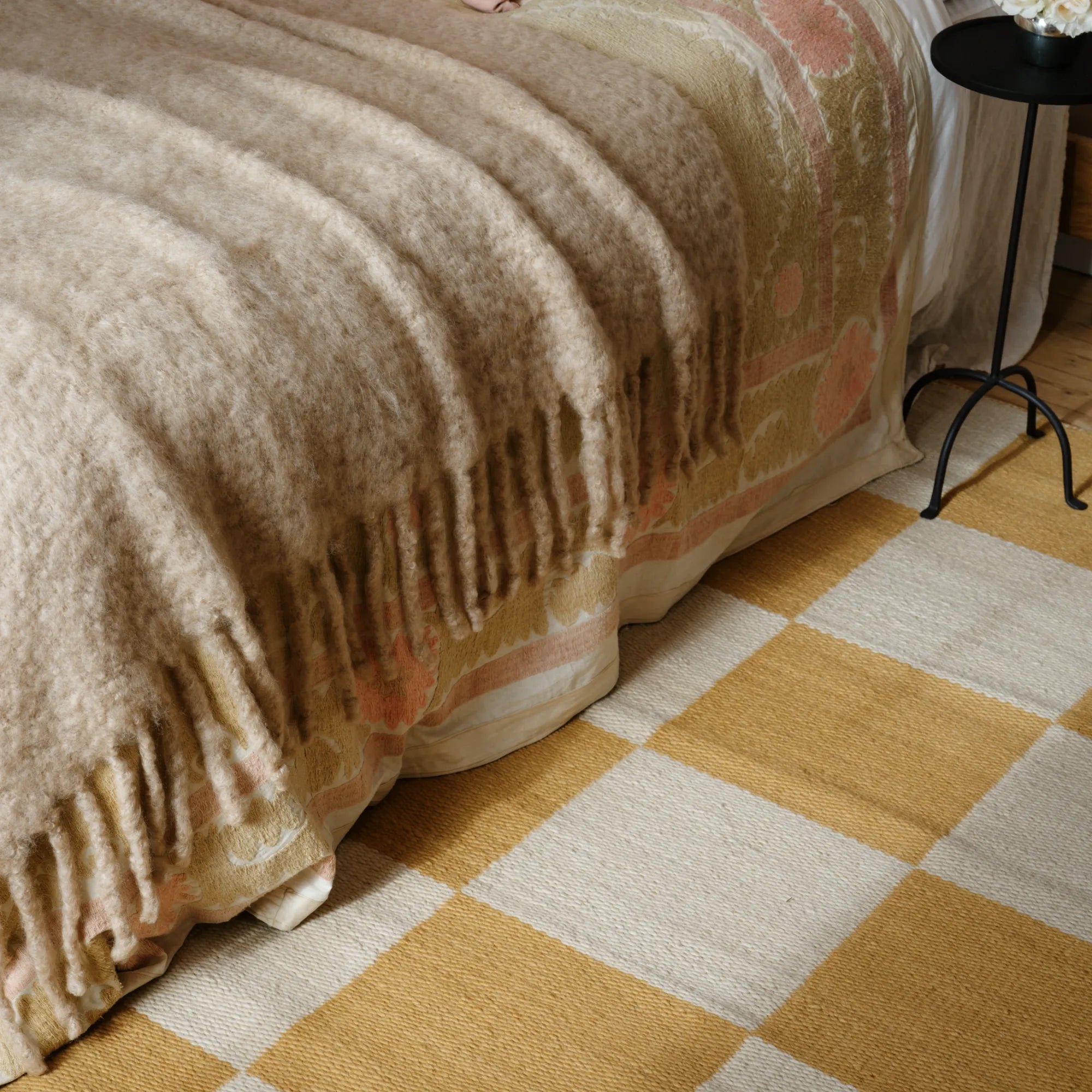  Luxurious chunky mohair blanket in a rich, earthy tone