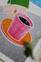 An inviting outdoor café scene featuring tables, chairs, and umbrellas