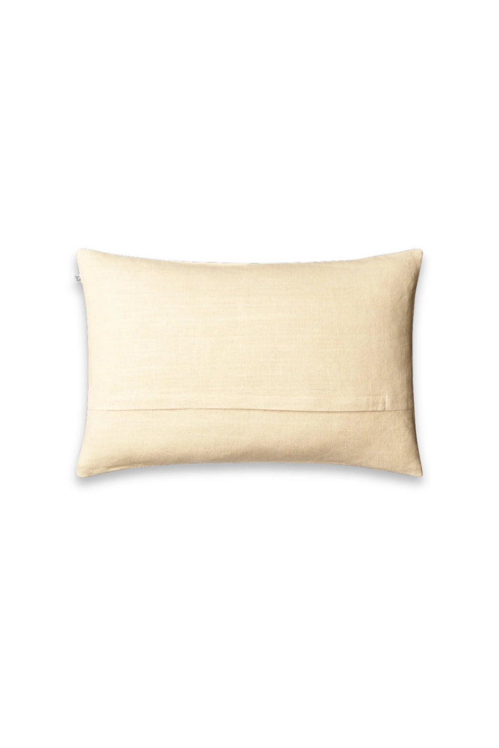 Chhatwal & Jonsson Samar Linen Throw Pillow, a rectangular cream-colored decorative cushion crafted from natural woven linen with a visible textured weave and a subtle envelope closure on the back. Perfect as a minimalist lumbar pillow for sofa styling in organic modern living rooms or a cozy bed accent in Scandinavian bedrooms.