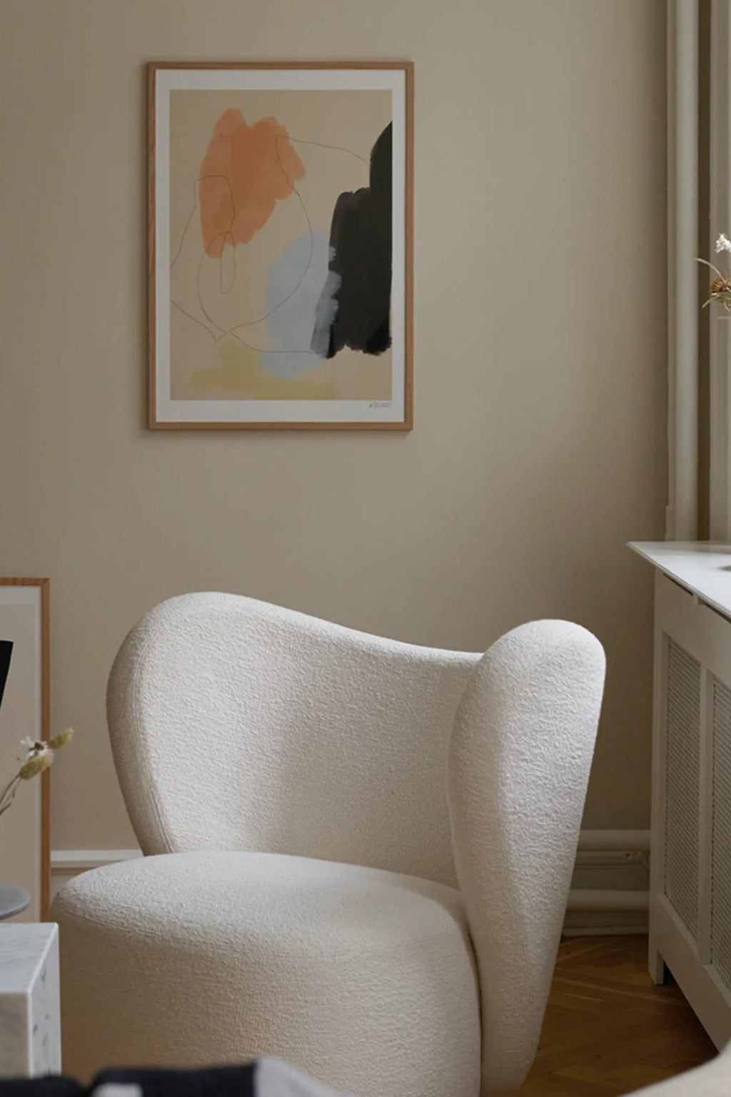 Close-up of Franca product fabric texture in neutral beige color