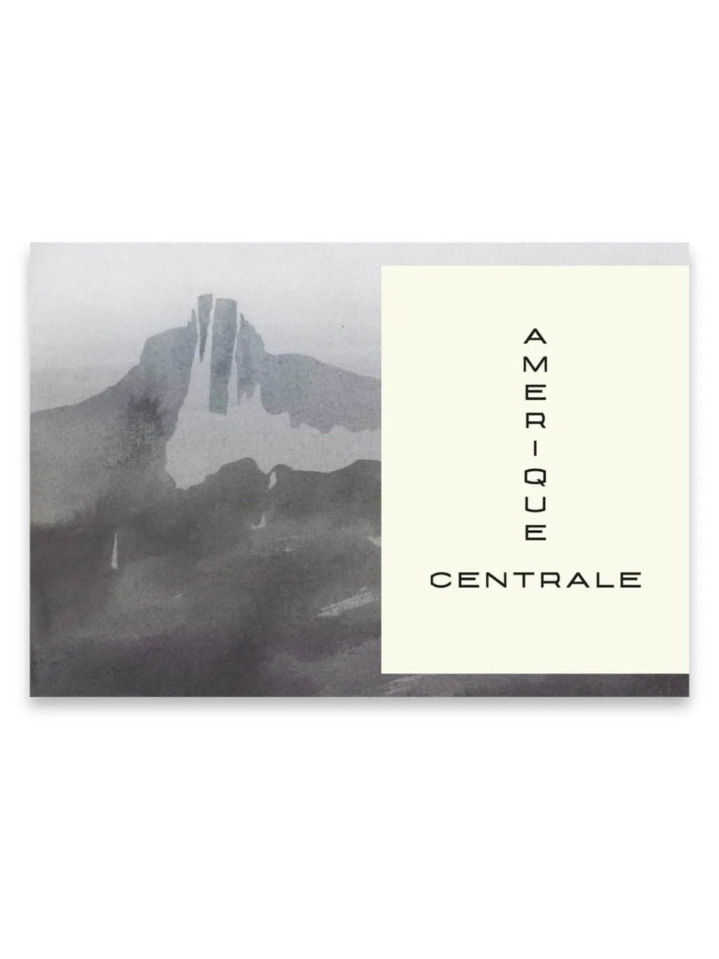 Book Louis Vuitton The Perfume Atlas, a sophisticated book cover featuring a pale grey watercolor painting of abstract mountains on the left, contrasted with a cream-colored block on the right displaying "AMERIQUE CENTRALE" in elegant black typography. This luxury art and discovery book is an ideal gift for fragrance enthusiasts, travelers, and collectors of high-end coffee table books.