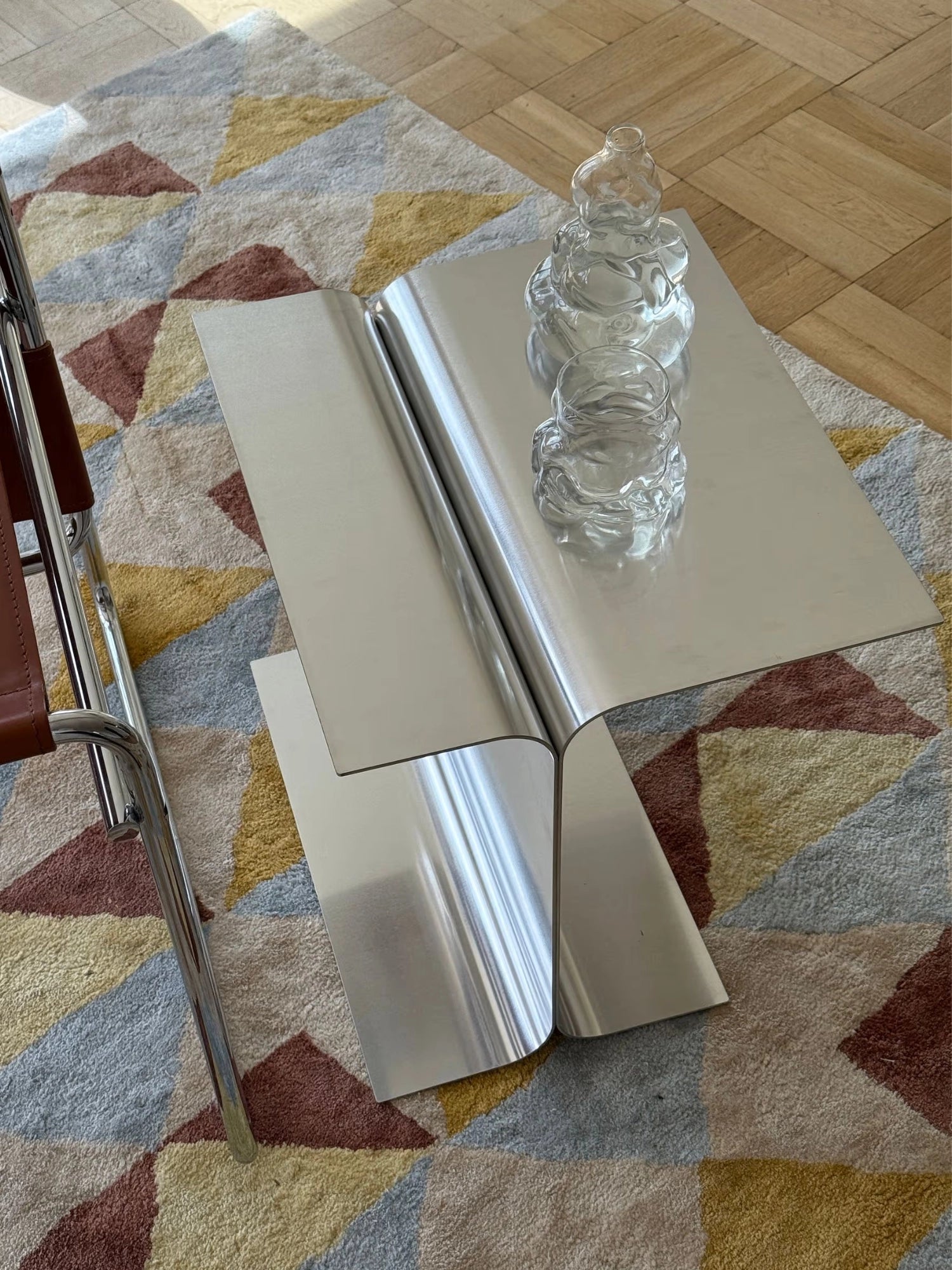 Luce Raw Aluminum Side Table by Tinted Objects - THAT COOL LIVING