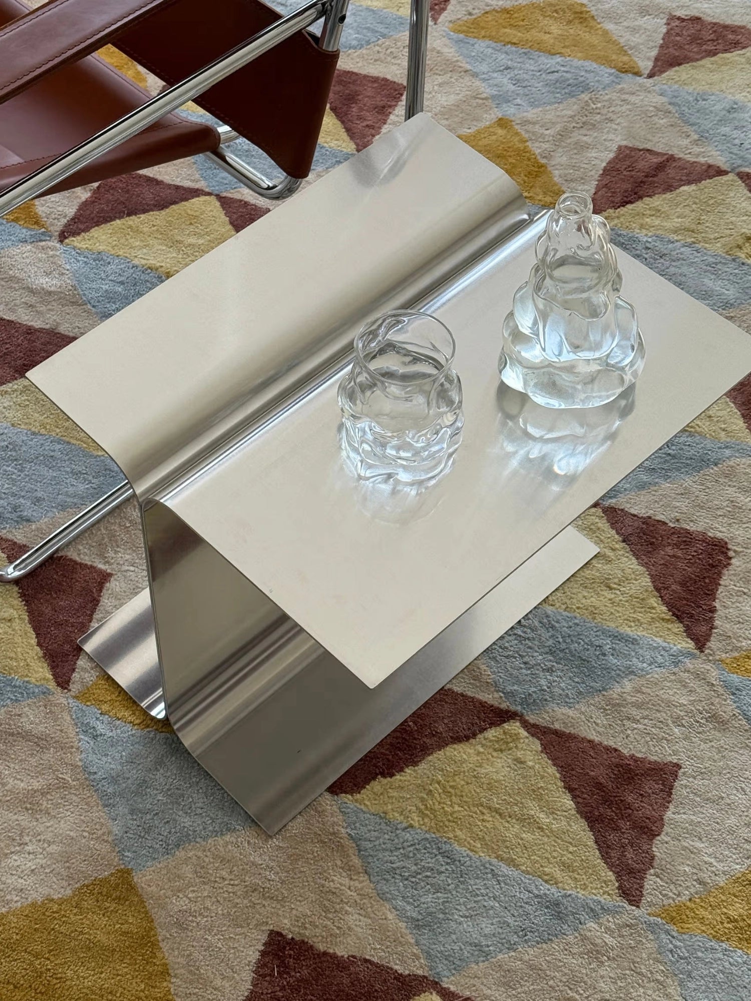 Luce Raw Aluminum Side Table by Tinted Objects - THAT COOL LIVING