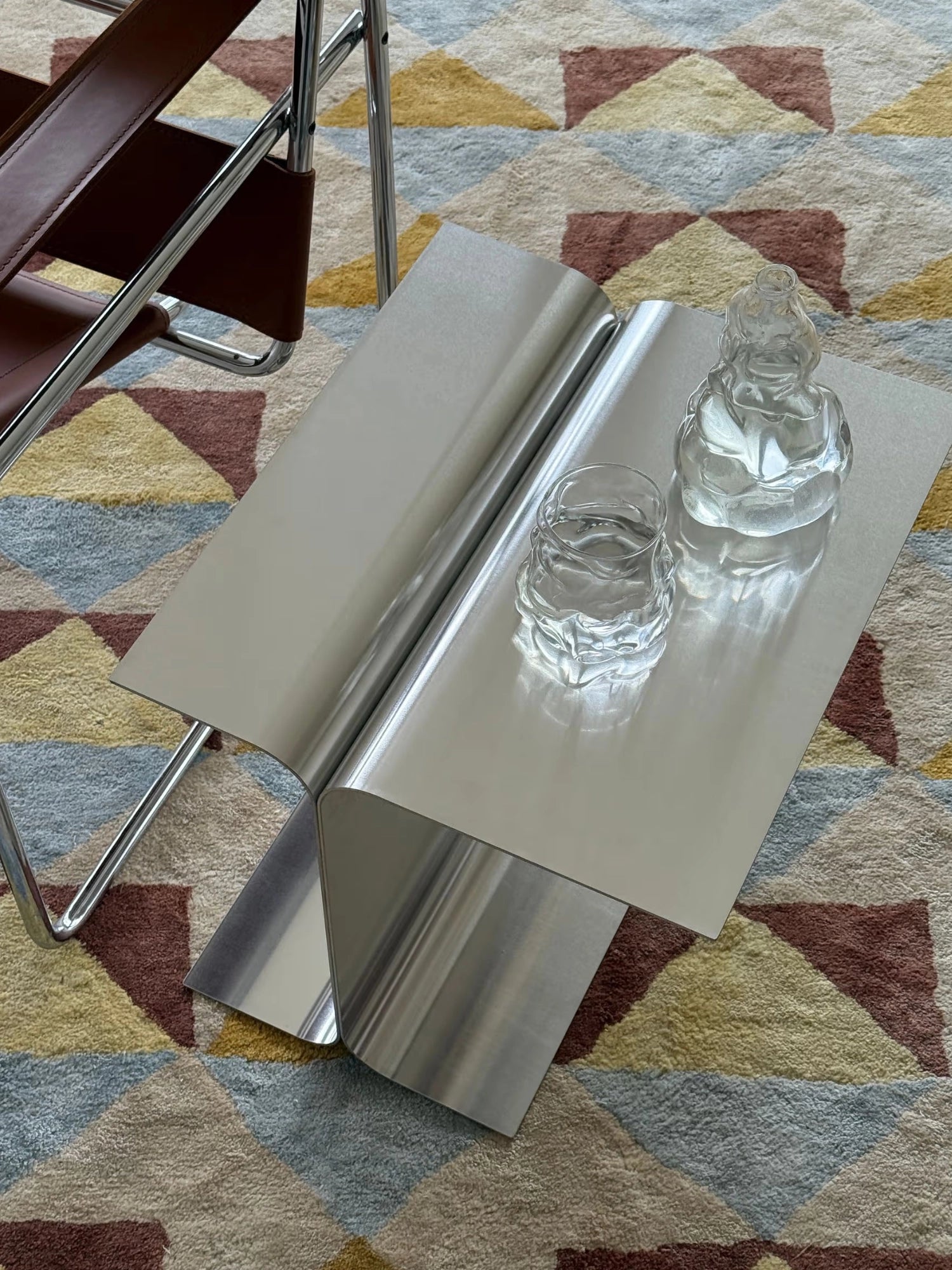 Luce Raw Aluminum Side Table by Tinted Objects - THAT COOL LIVING