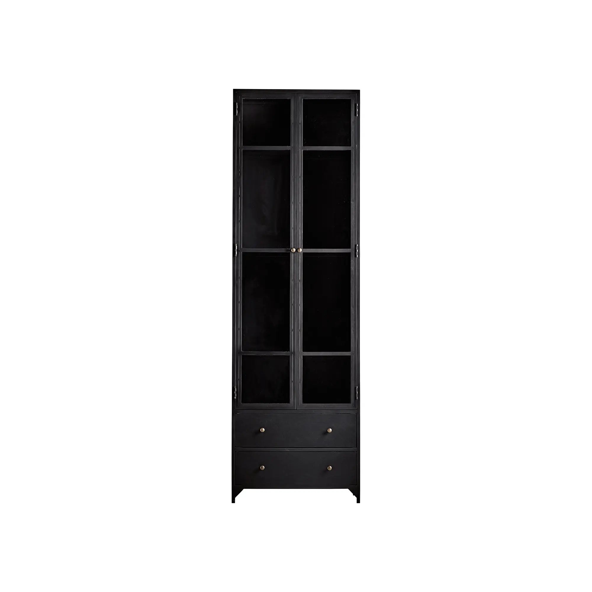 Modern metal high cabinet with adjustable shelves and sleek handle design