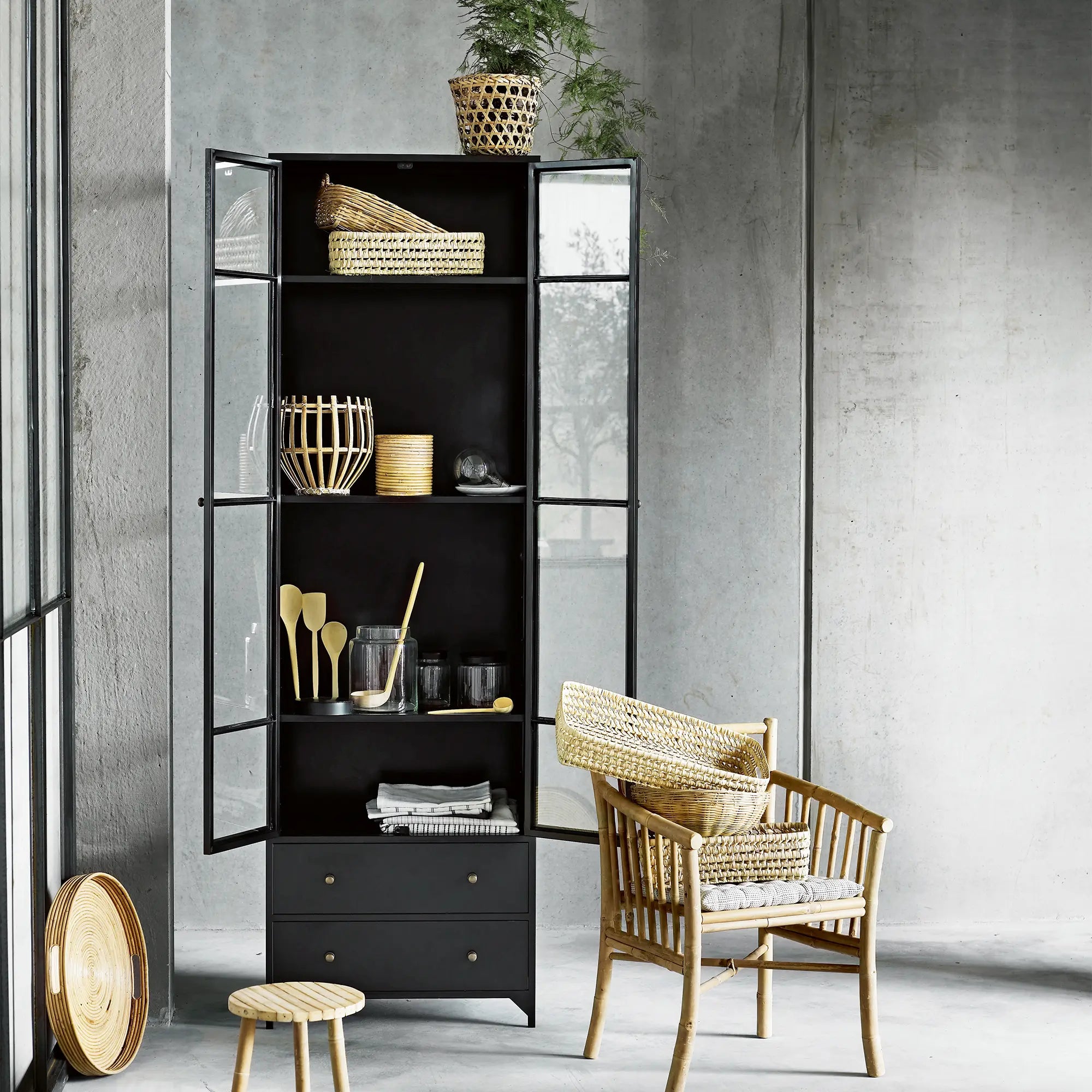  Tall industrial storage cabinet with lockable doors and durable metal construction