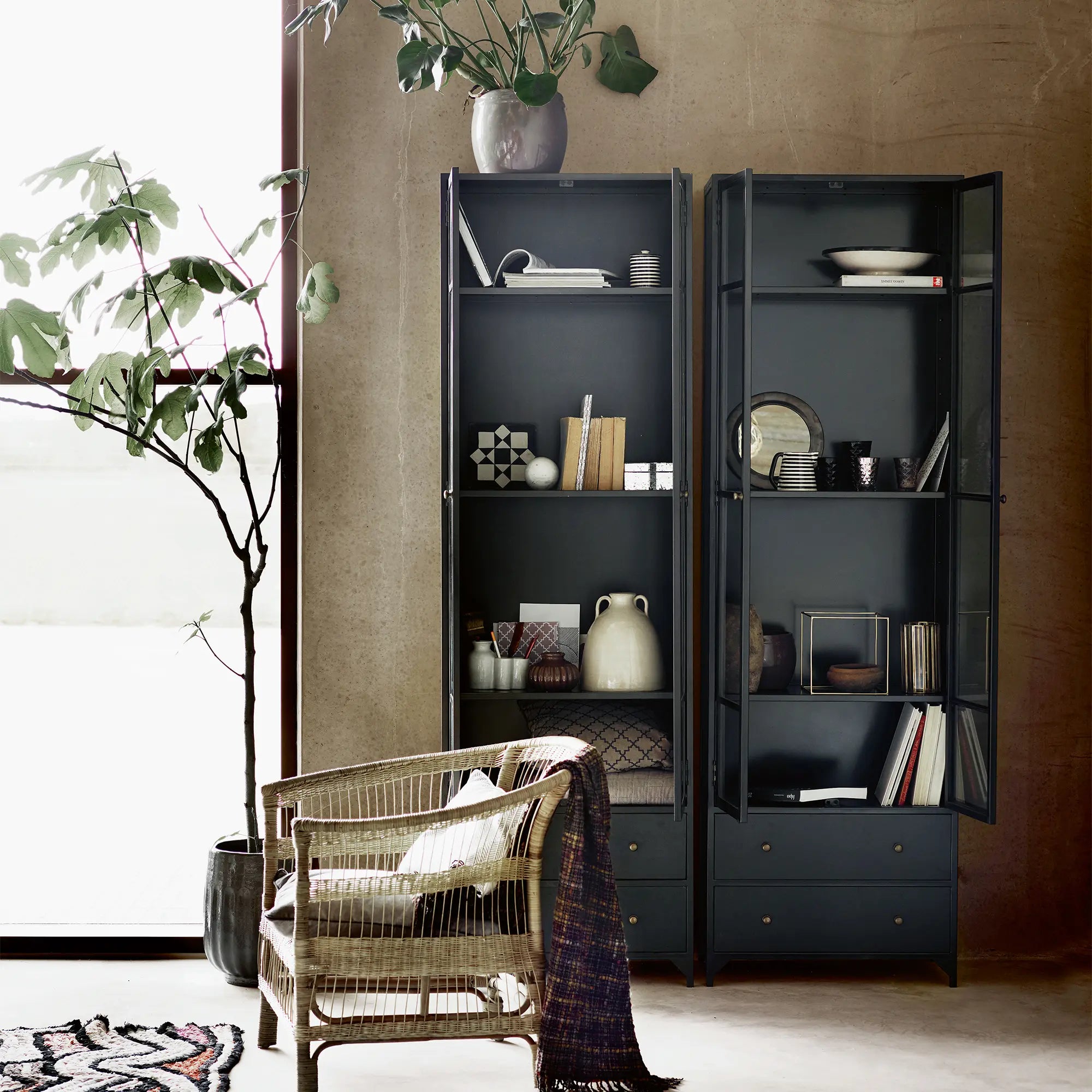  Large vertical metal cabinet with powder-coated finish and reinforced door hinges