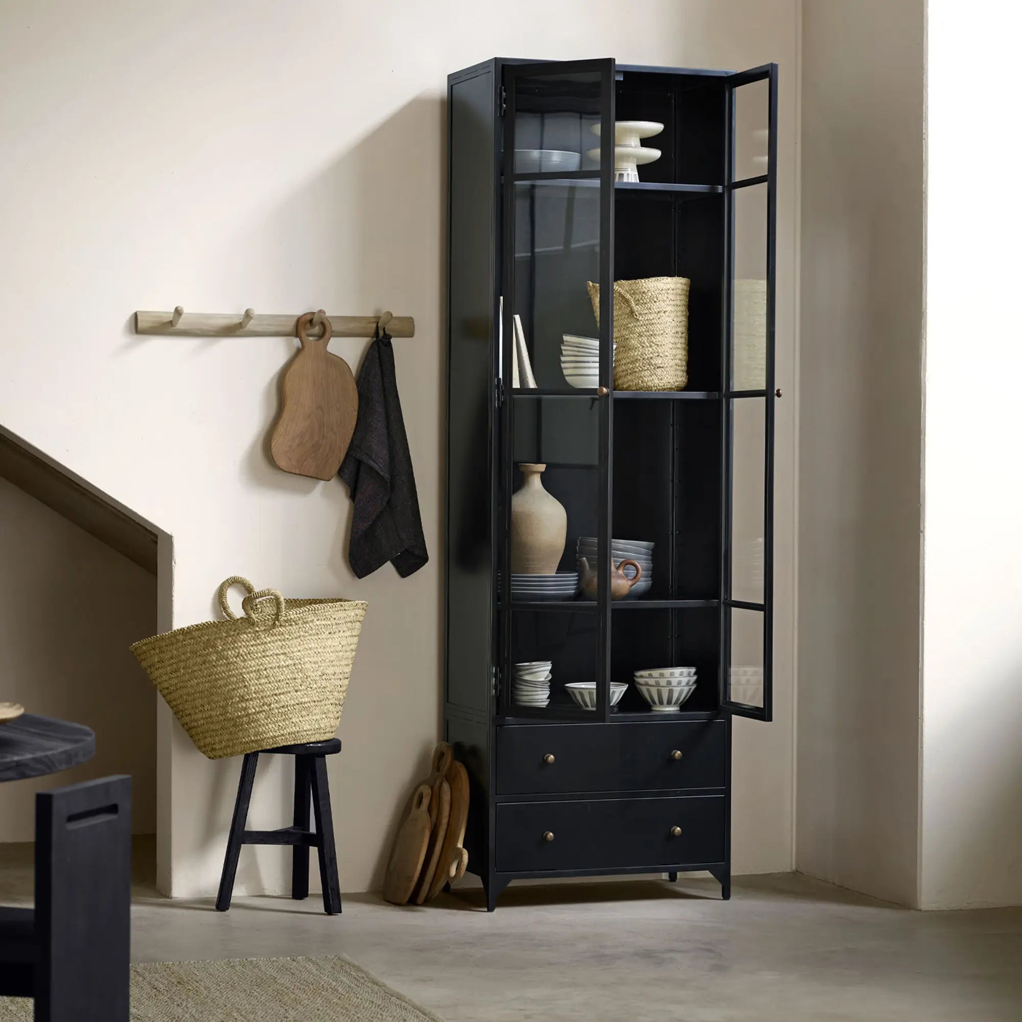 Metal High Cabinet with 3 adjustable shelves for versatile storage options