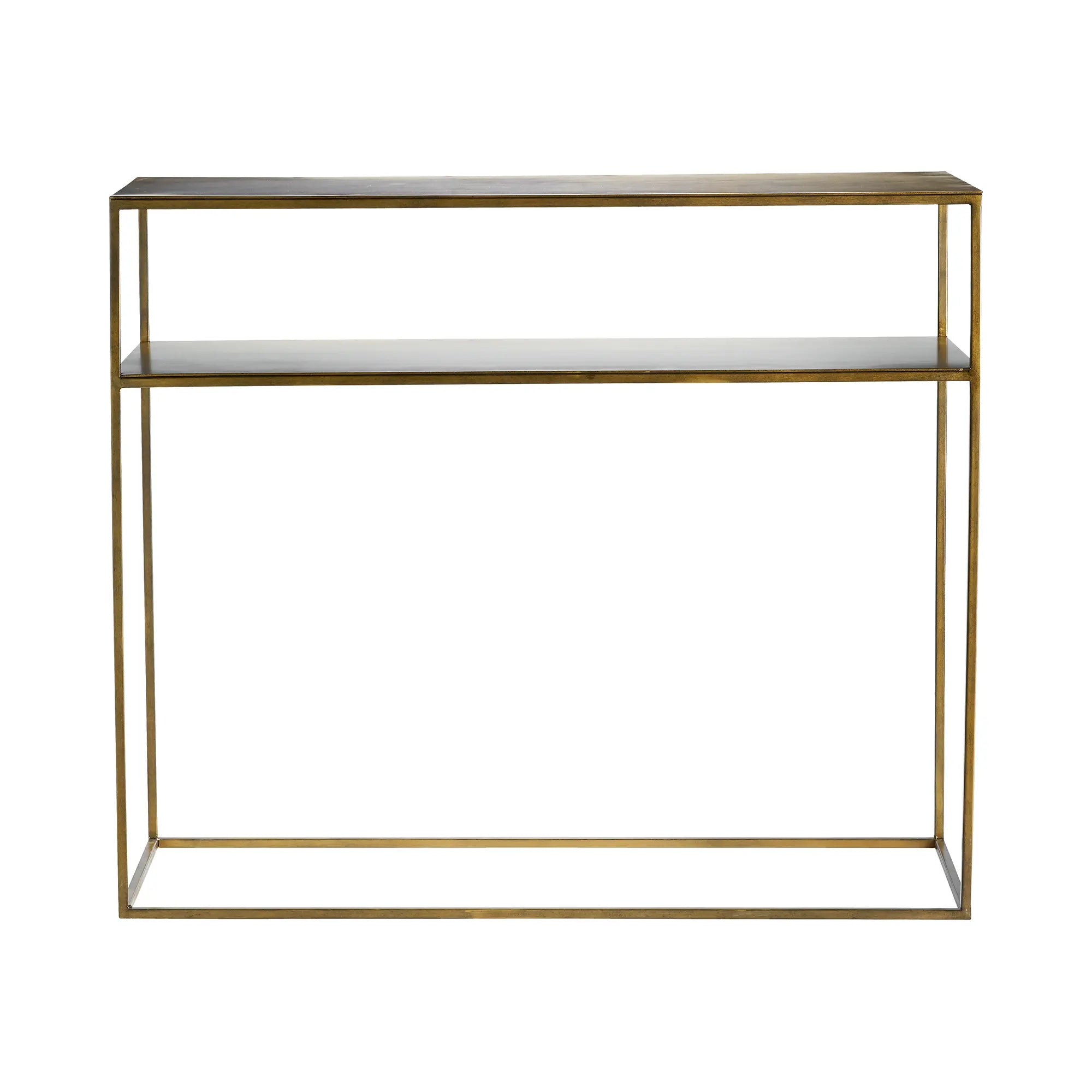 Modern Metal Console Table with Glass Top and Brushed Nickel Base