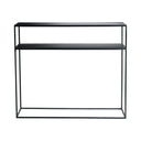 Metal console table with curved legs and glass top, perfect for modern interiors