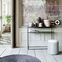 Slim Metal Console Table with Gold Finish and Marble Top