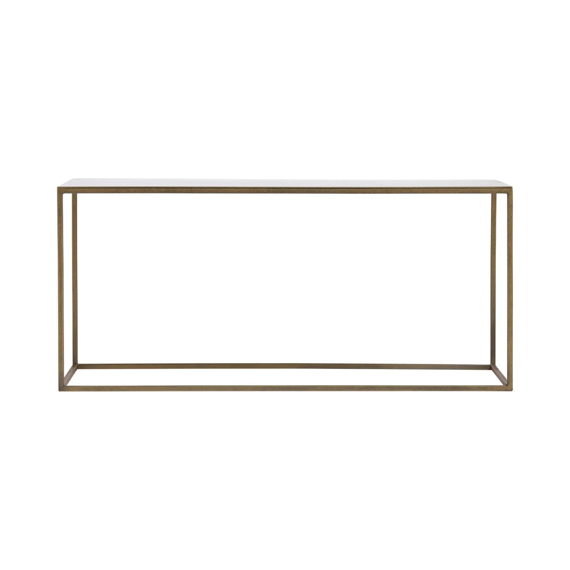 Modern metal low console table with sleek design and clean lines