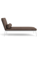 Brown lounge chair with metal legs on a white background