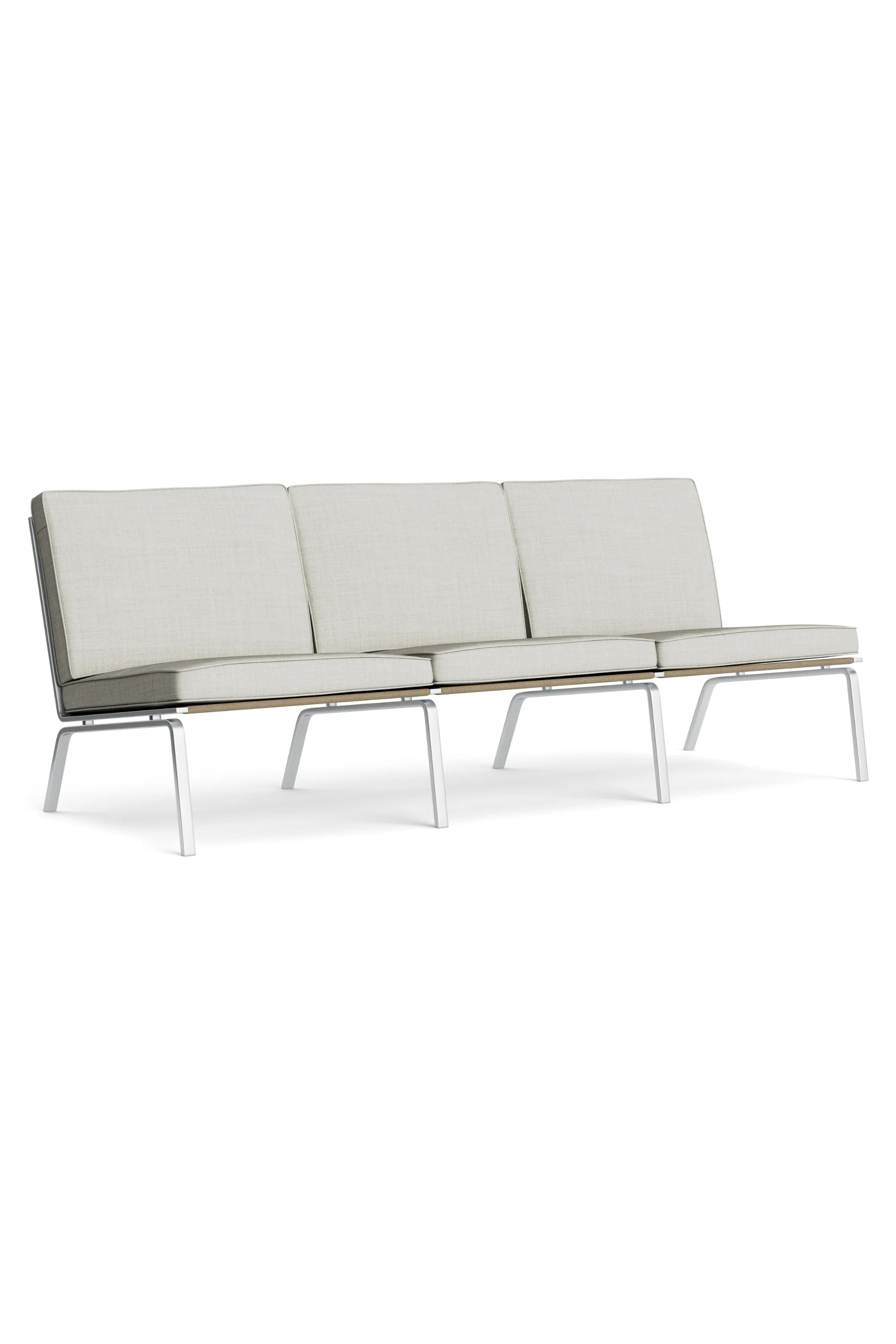 Modern outdoor sofa with glass panels on a white background