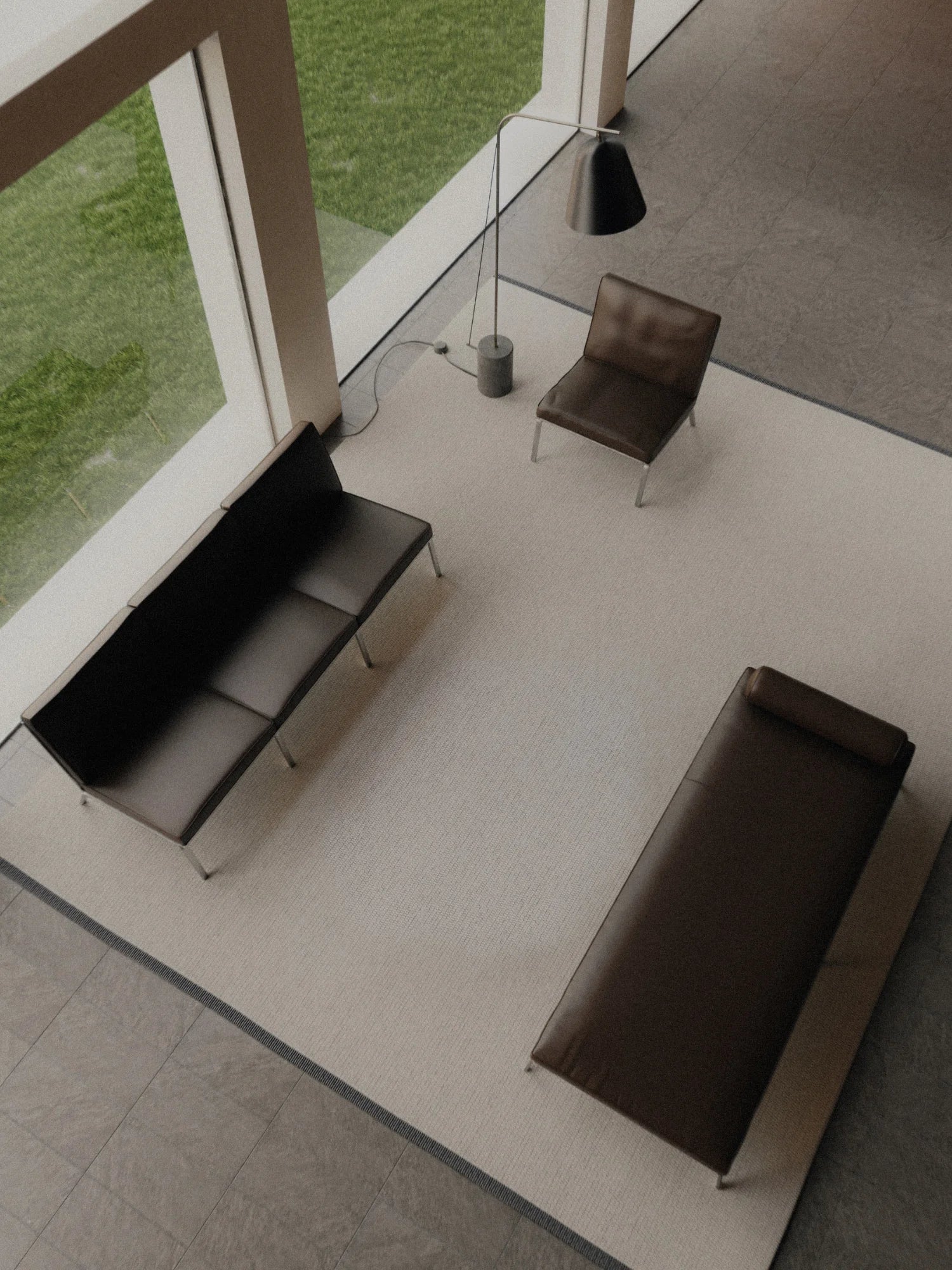 NORR11 Man Lounge Chair, a sleek modern minimalist lounge chair featuring rich dark brown leather upholstery with a low-profile rectangular silhouette and polished chrome metal legs. This contemporary accent chair offers sophisticated design for living rooms, modern offices, or elegant bedroom corners.