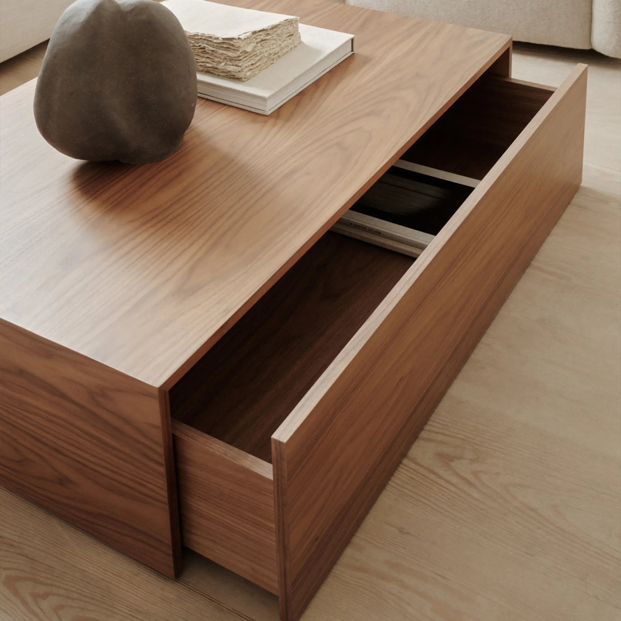  Rustic wooden coffee table with convenient pull-out drawer 