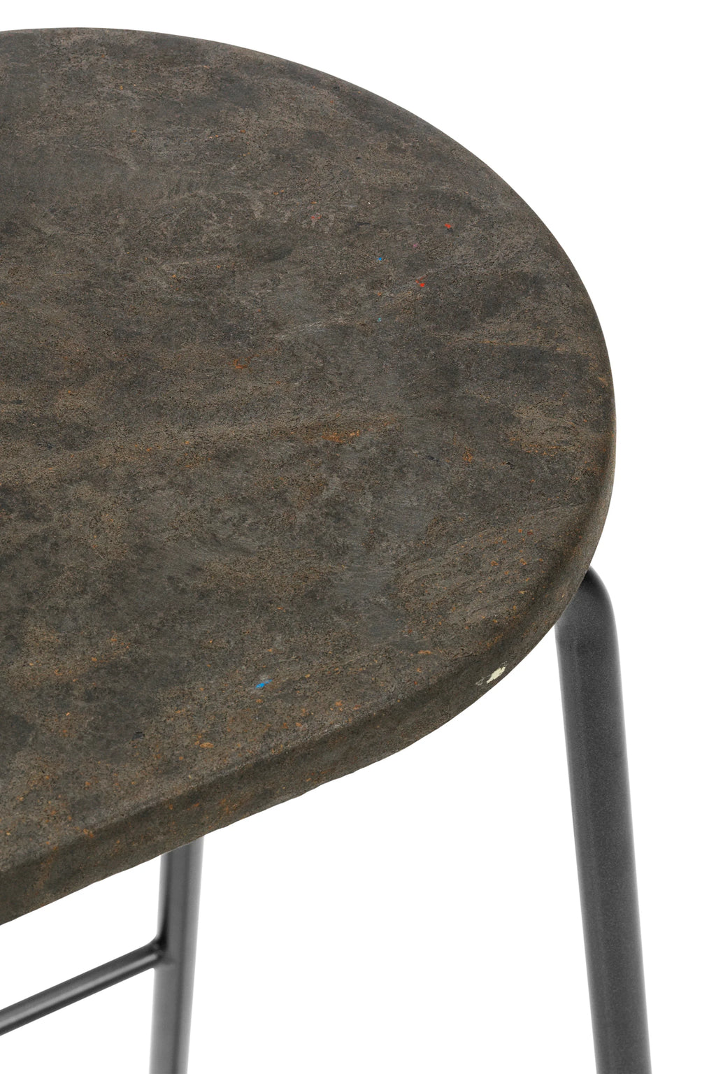 Mater Earth Counter Stool in Coffee finish, a detailed packshot showcasing the rich, earthy brown, textured seat made from recycled materials, with a subtle pattern, displayed on a clean white background.