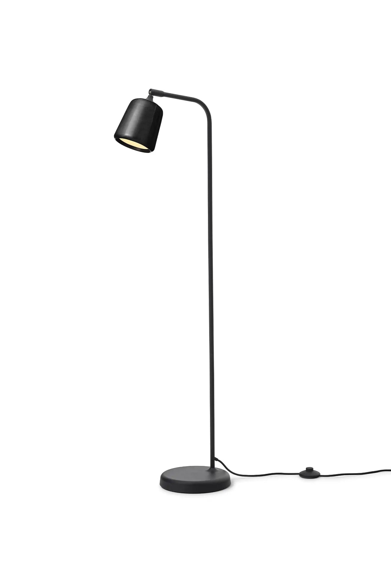 Modern and stylish metal floor lamp with fabric shade and adjustable height