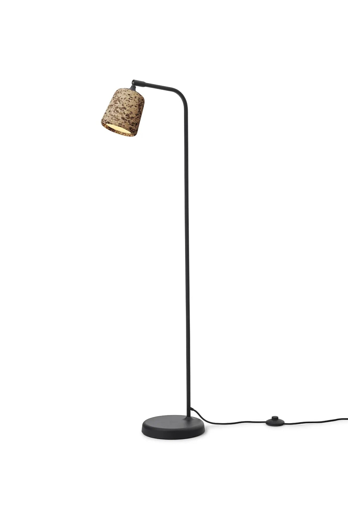 Modern Design Material Floor Lamp with Fabric Shade and Wooden Accent