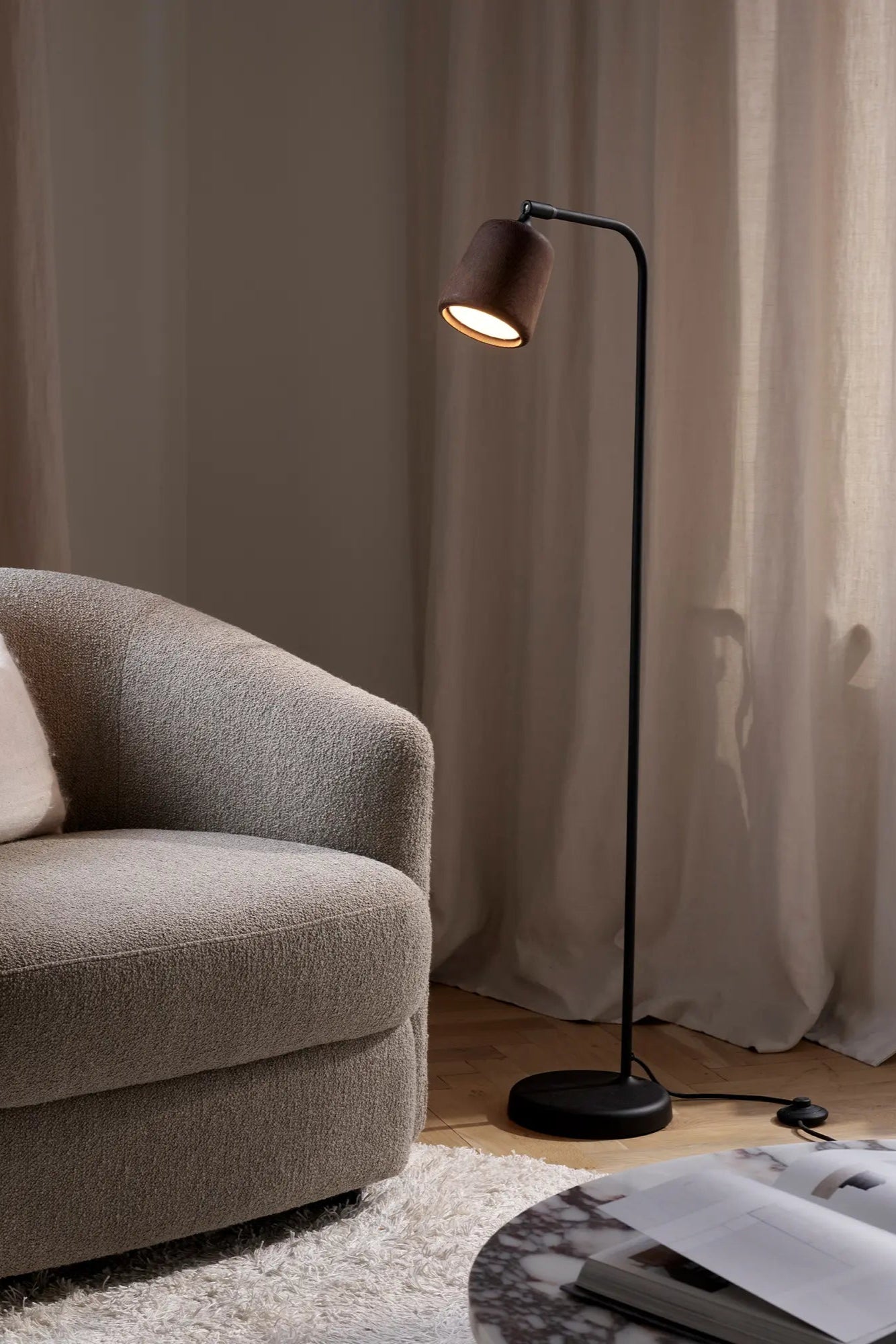 Contemporary-Brushed-Nickel-Floor-Lamp-with-White-Fabric-Shade