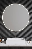 Circular mirror with built-in lights for a stylish bedroom decor