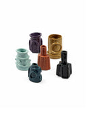 Set of colorful ceramic vases on a white background