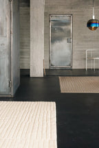 Modern grey and white geometric patterned Monte Rug, perfect for contemporary home decor