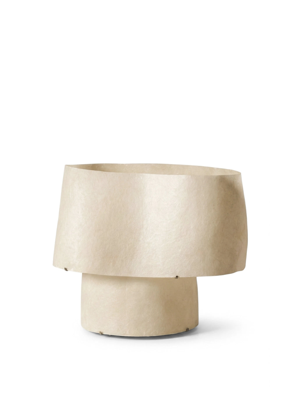 Kilzi The Mush Lamp - Chub, a distinctive, squat table lamp. This modern piece features a wide, cylindrical base and a broader, gently curved shade, both made from a translucent, textured, off-white material, evoking an organic, mushroom-like aesthetic on a white background.