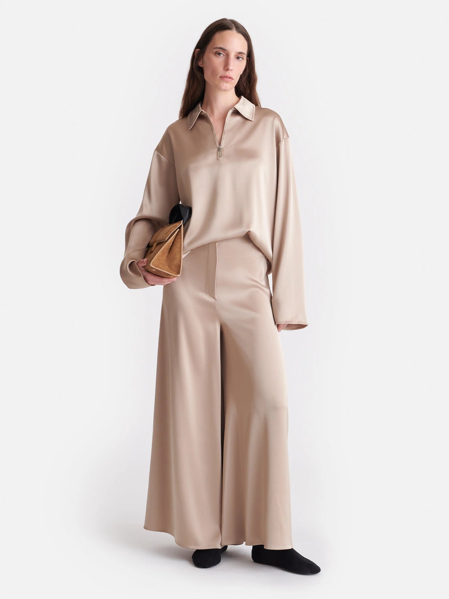 Mencia - Slip Satin Polo-Neck Top