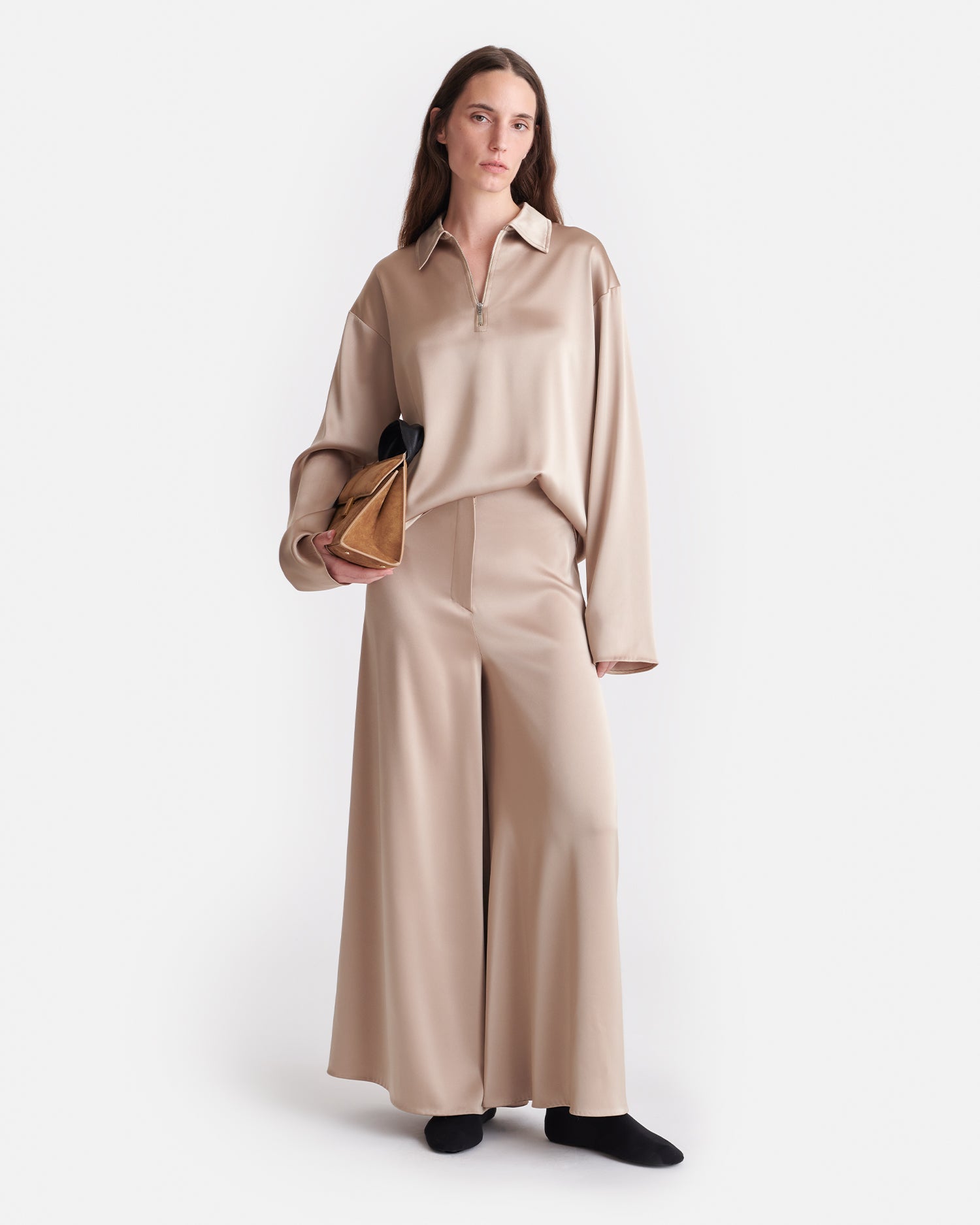 Zaniah - Slip Satin Wide-Leg Pants