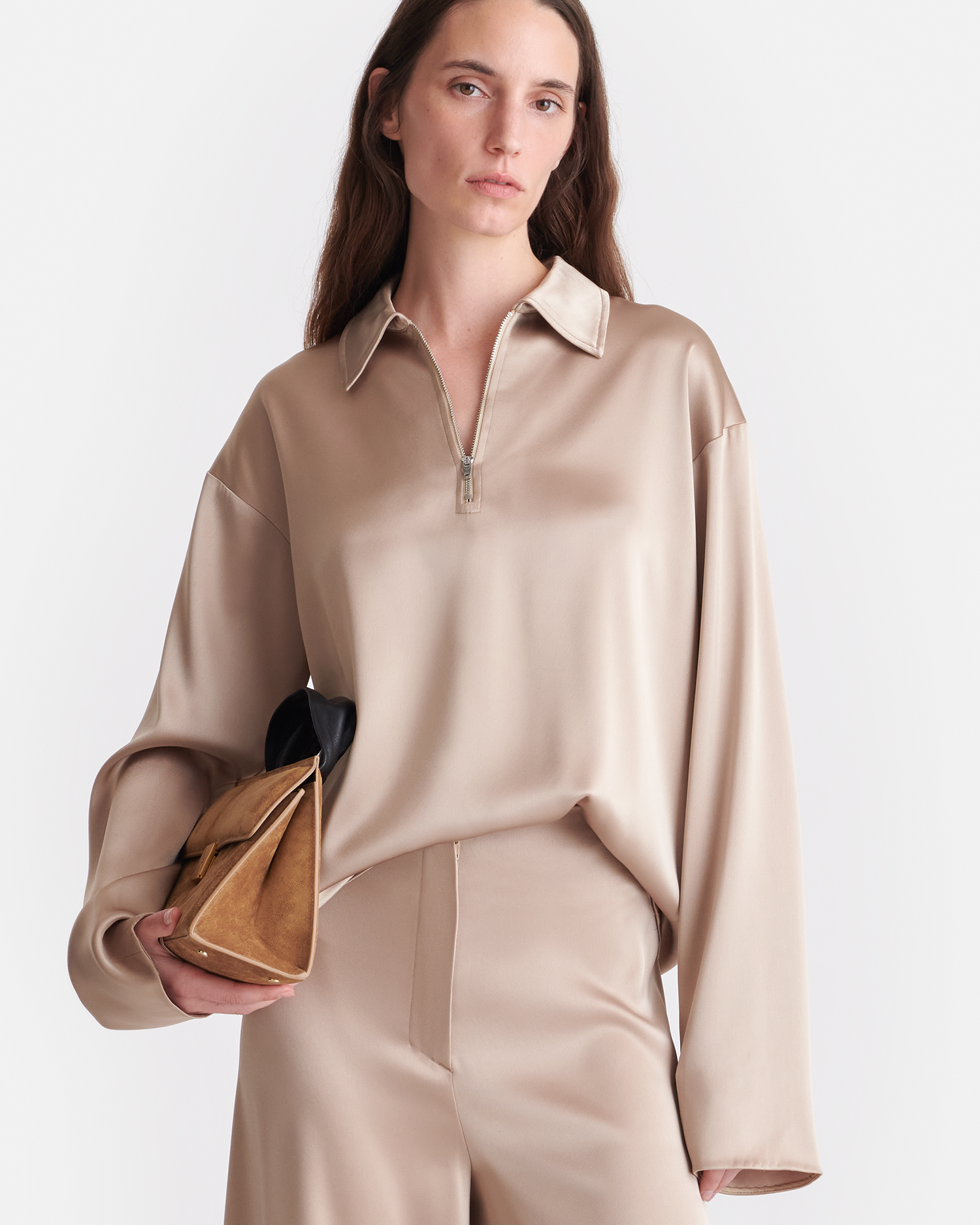 Mencia - Slip Satin Polo-Neck Top