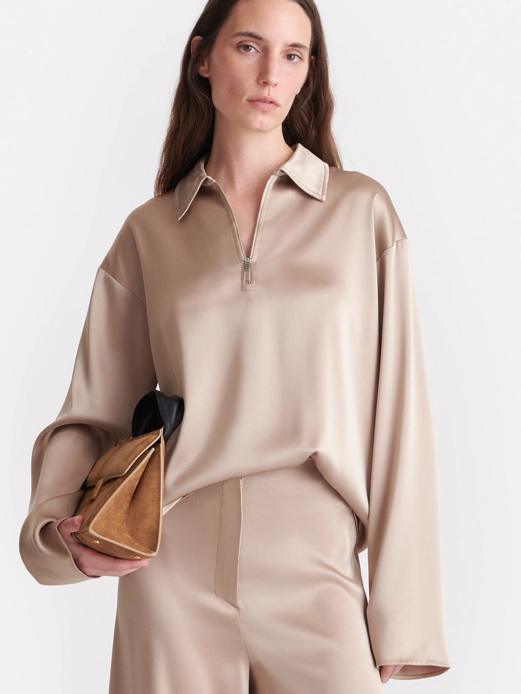 Mencia - Slip Satin Polo-Neck Top