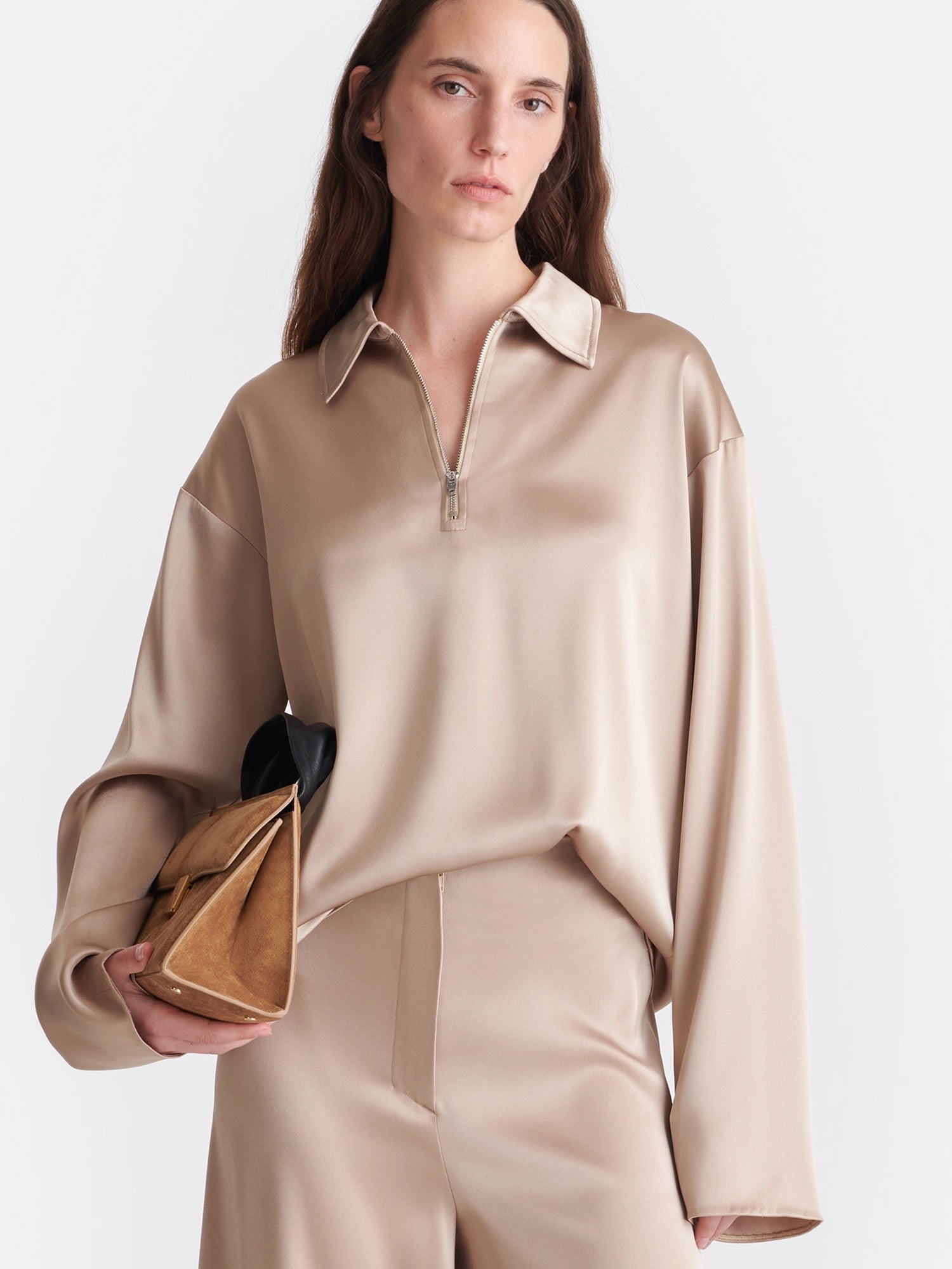 Mencia - Slip Satin Polo-Neck Top