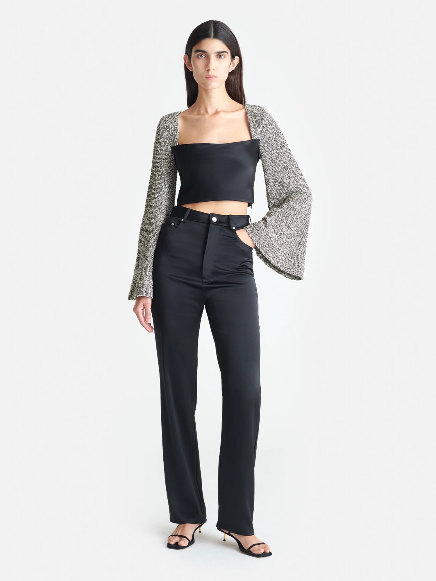 Tasula - Slip Satin and Loopback Cotton Top