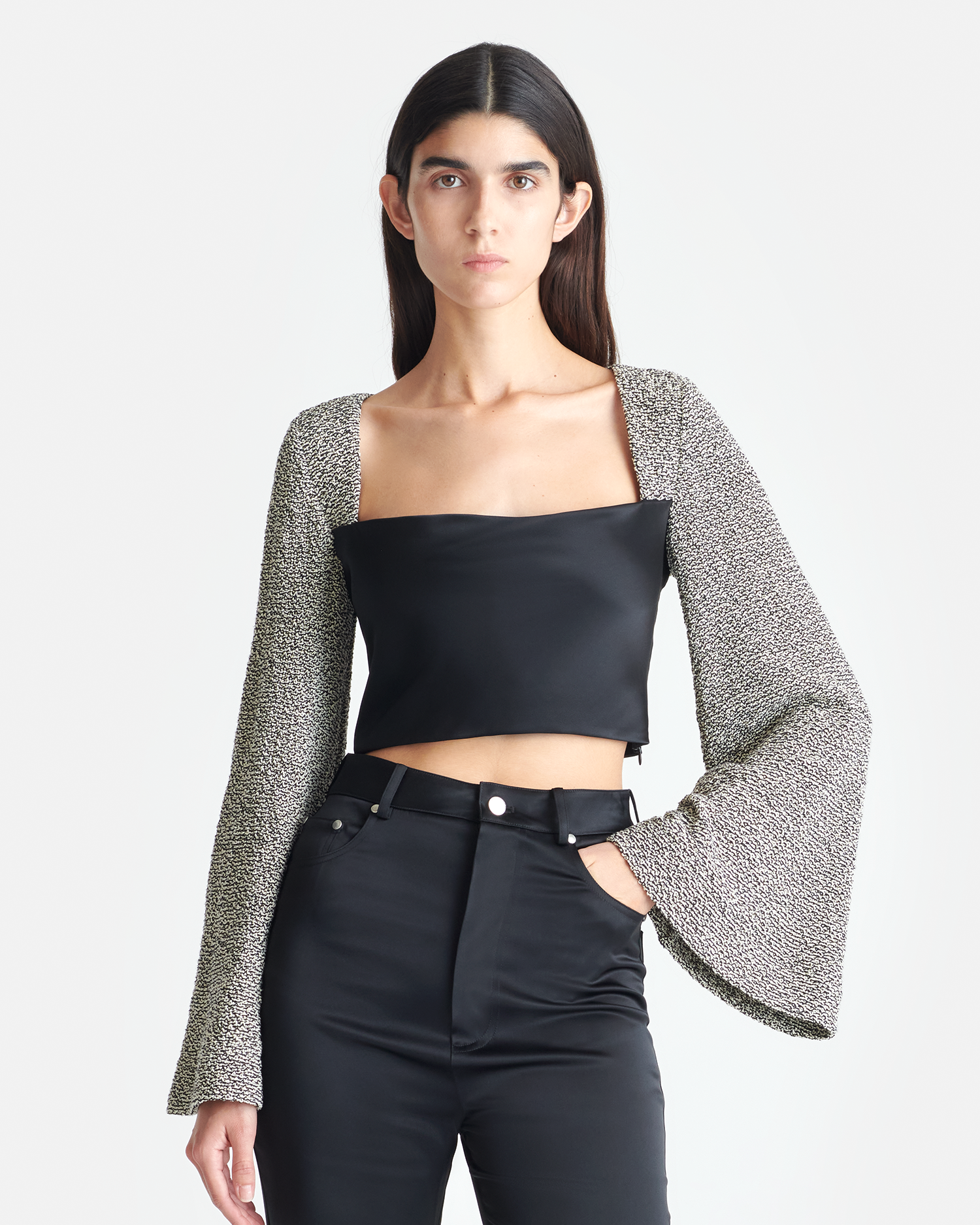Tasula - Slip Satin and Loopback Cotton Top