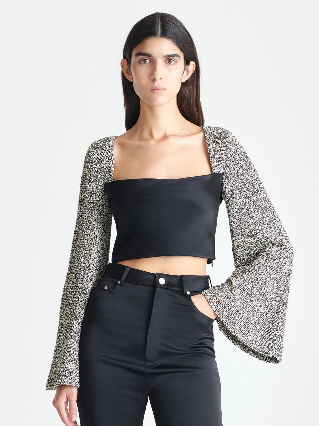 Tasula - Slip Satin and Loopback Cotton Top