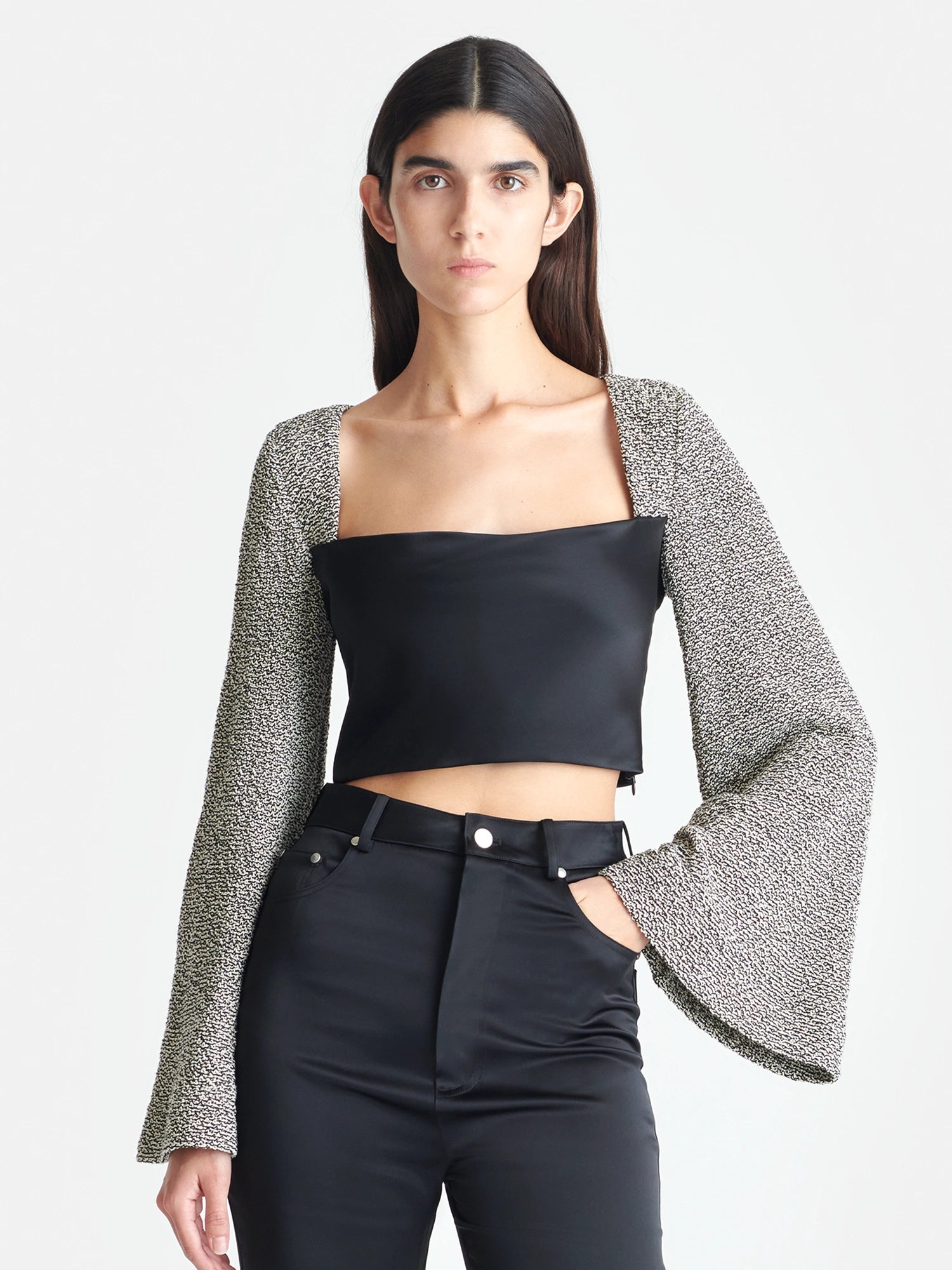 Tasula - Slip Satin and Loopback Cotton Top