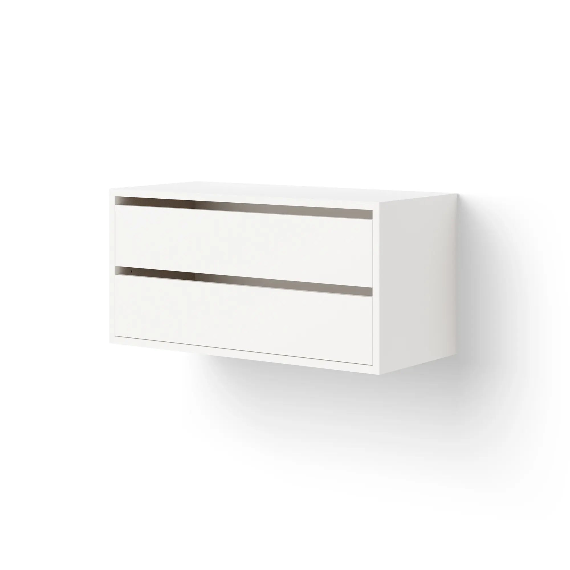 White Cabinet Low w Drawers with multiple drawers for organizing items