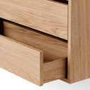 Modern white wooden cabinet with two spacious drawers and sleek metal handles