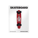 Alt text: A vibrant red and blue skateboard with black wheels and a sleek design, perfect for skating at the park or on the streets