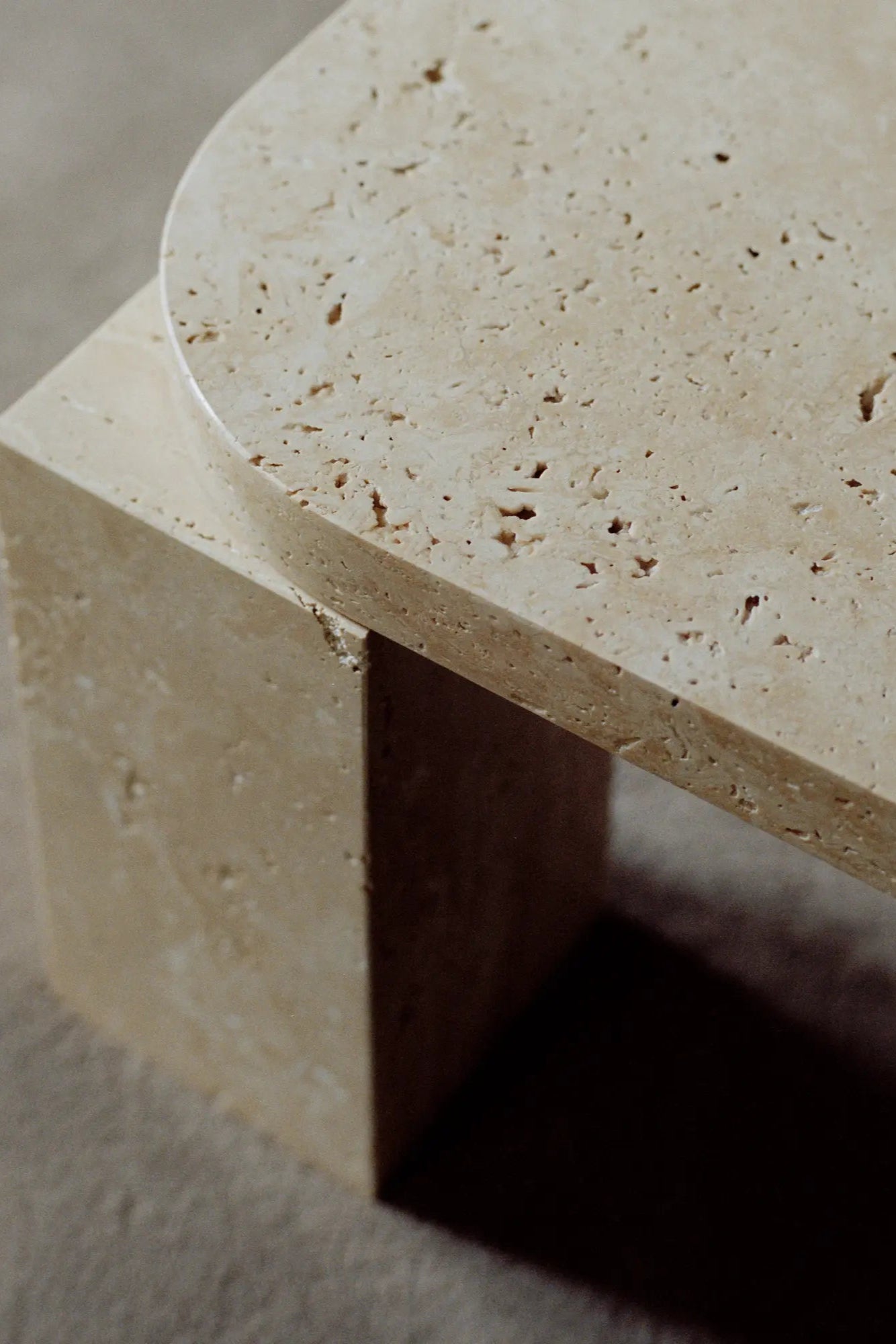 Chic and modern Atlas Coffee Table 60x60 - Travertine with a natural travertine stone top and minimalist aesthetic