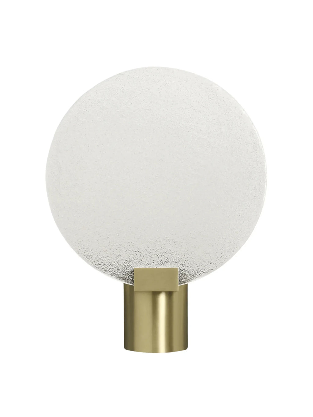 CTO Lighting Nimbus Wall Lamp, a striking modern wall light showcasing a large, round textured frosted glass diffuser that emits a soft, ambient glow.