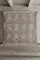 Handwoven beige and ivory area rug No25 featuring intricate geometric pattern